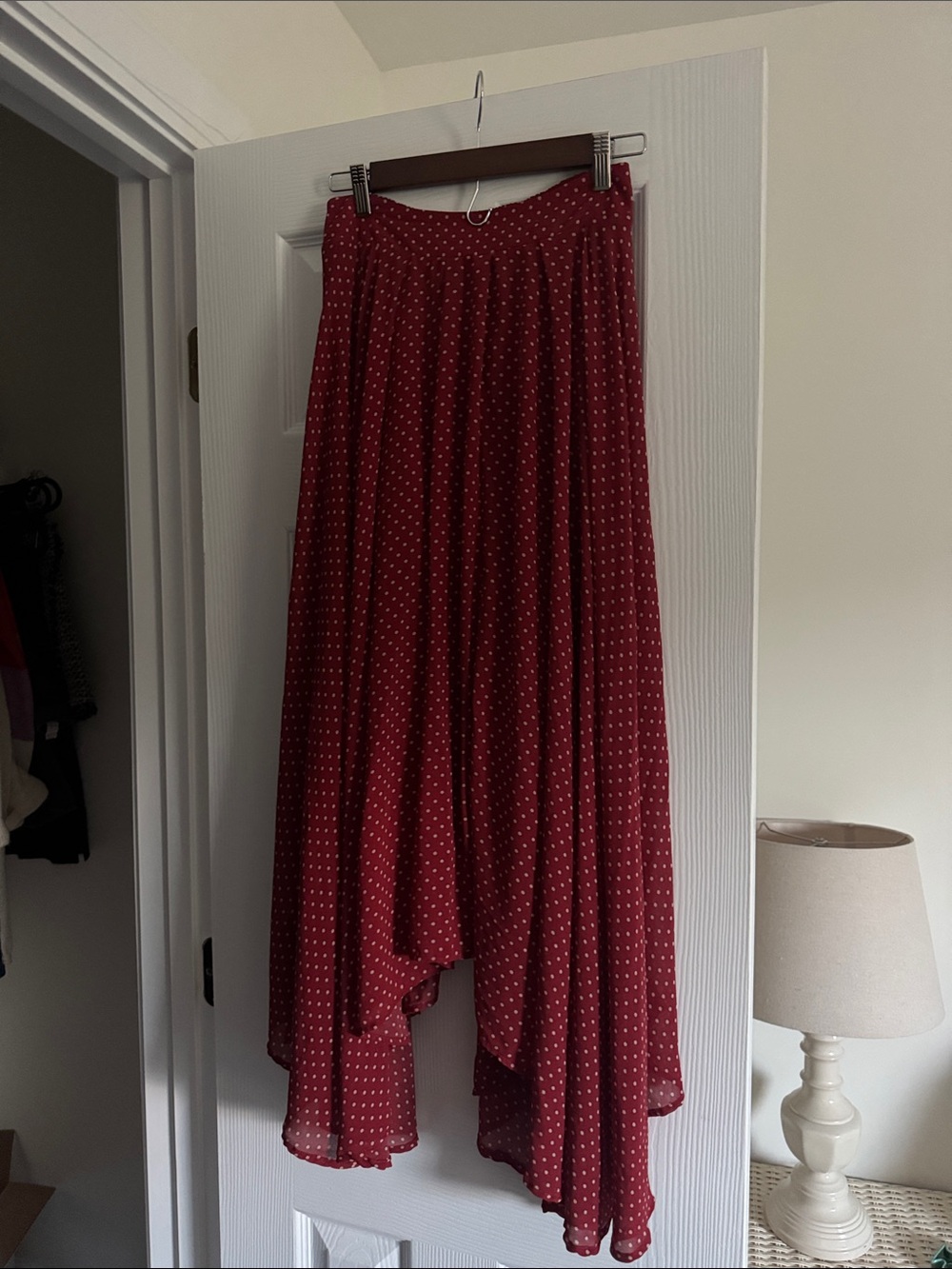 FP Women's Red Polka Dot Asymmetric Skirt